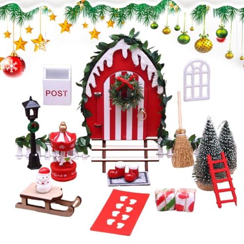 Miniatur Wichtel Set, Puppenhaus-Weihnachtsszene, Puppenhaus Holzmodell Bausatz Weihnachtspuppenhaus, Weihnachts Spielzeug Geschenke, Schlafzimmerdekoration Zu Hause von Generisch