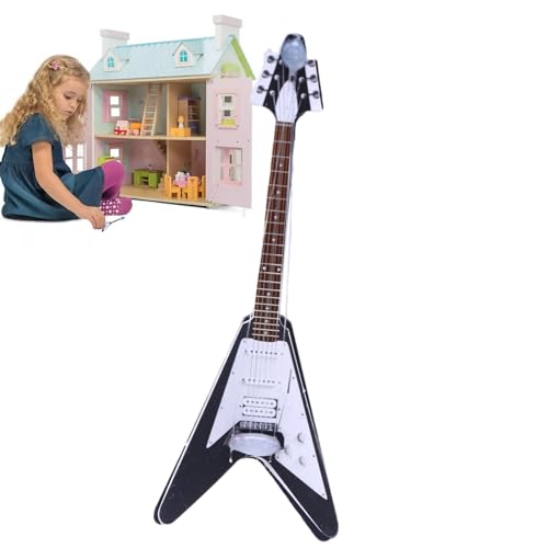 Miniaturgitarrenmodell, Miniaturgitarre für Puppenhäuser, 1:12 Mini-Musikinstrument Gitarre, Elektronisches Spielzeug für Puppenhäuser, exquisite Handwerkskunst für die Heimdekoration von Mini-Musikzi von Generisch