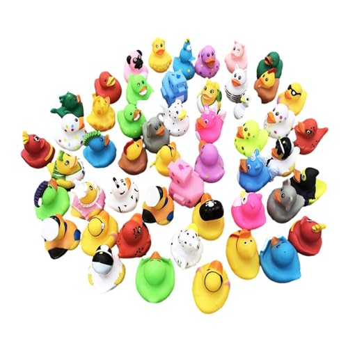 Minis Enten Harz, Badeente Gummi Duckys Badespielzeug für Kinder, Badeente Lustig Kleins, Float and Squeak Minis Gelbe Ente Badewannenspielzeug, 50 Stück von Generisch