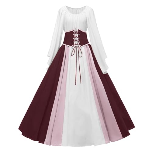 Mittelalter Kleid Damen Renaissance Vintage Kleidung Gebundene Taille A-Line Swing Elegant Damen Kostüm Halloween Karneval Party Cosplay Viktorianisches Langärmel Oversize Ballkleid für Erwachsen Mittelalter Kleid Damen Renaissance Vintage Kleidung Gebundene Taille A-Line Swing Elegant Damen Kostüm Halloween Karneval Party Cosplay Viktorianisches Langärmel Oversize Ballkleid für Erwachsen von Generisch
