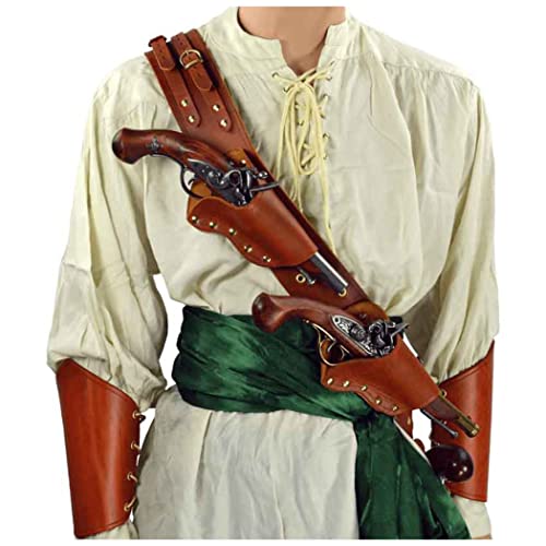 Mittelalter Piraten Cosplay Kostüm Schultergurt, Steinschloss Halter PU Leder Pistole Pistole Holster Steampunk Zubehör Kit Requisiten - Mittelalter Stil von Generisch