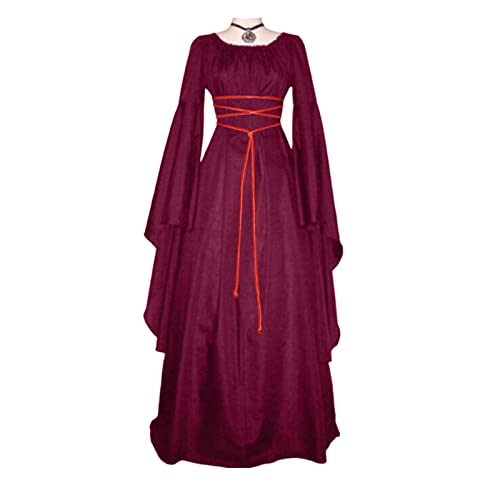 Mittelalter Renaissance Kostüme Halloween Kleid Damen Gothic Kleidung Reinfarbiges Langärmeliges Kragengürtel Unregelmäßiges Mittelalter-Kleidung Karneval Cosplay Outfit Viktorianischen Kostüm Mittelalter Renaissance Kostüme Halloween Kleid Damen Gothic Kleidung Reinfarbiges Langärmeliges Kragengürtel Unregelmäßiges Mittelalter-Kleidung Karneval Cosplay Outfit Viktorianischen Kostüm von Generisch