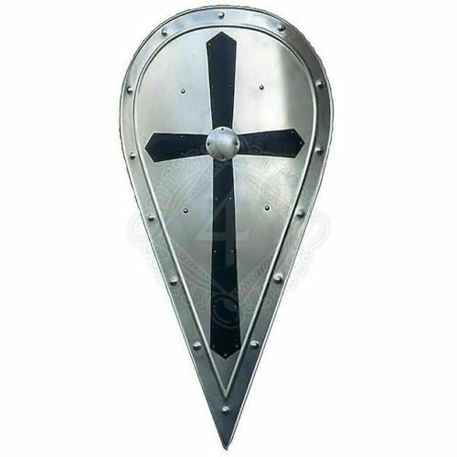 Mittelalter Rüstungsschild Stahl Eisen Tempelkreuz Schild Ritter Kampfschild Cosplay Kostüm SCA LARP HMB Armor Shield Halloween von Generisch