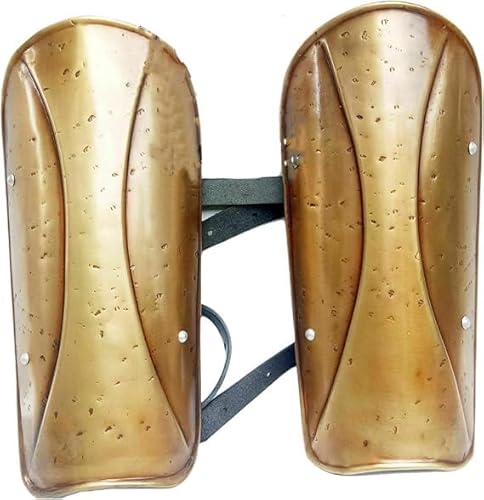 Mittelalterliche 300 spartanische Armschutz & Beinschienen Gräber Set Messing Rüstung Leder Stahl Ritter Kostüm LARP Hand by Industries Gold Länge: 26,7 cm von Generisch