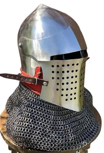 Mittelalterlicher Nasen-Helm Wikingerhelm Ritter Larp Rüstung Helm Stahl Eisen Wikinger Bascinet Kettenhemd Helm Reenactors Larp Head Armor Rollenspiel Kostüm von Generisch