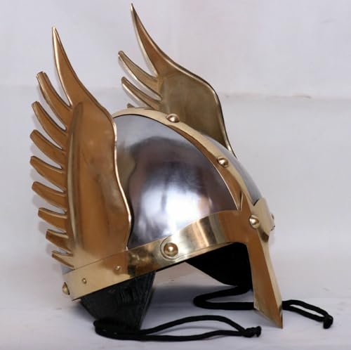 Mittelalterlicher römischer Wikingerhelm Ritter Ritter Rüstung Gothic Helm Stahl Flügel Tragbarer Helm LARP Krieger Cosplay Helm Halloween von Generisch