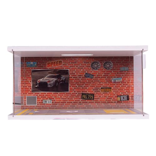 Generisch Modell-Garage-Spielzeug, Modellauto-Garage-Display - 1:32 Automodell-Vitrine mit LED-Licht, Parkhaus-Vitrine für Auto-Sammlerstücke von Generisch