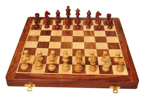 Modfash GT11 – Handicrafts Schachbrett aus Sheesham-Holz mit Schachmännchen King Size 7,6 cm, offene Größe, braun, 40,6 x 40,6 cm von Generisch