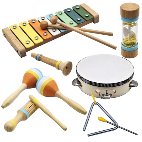 Montessori Instruments: A wooden instrument set suitable for children aged 1-3, including xylophone, trommourine etc. It is a tool and gift for children's music development. (8-in-1) von Generisch