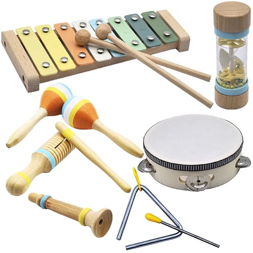 Musikinstrumente für Kinder: Holzwerkzeuge, Holzspielzeug und Spielzeug für die Vorschulerziehung, Xylophone geeignet für Kinder von 1 bis 3 Jahren. (8-in-1) von Generisch