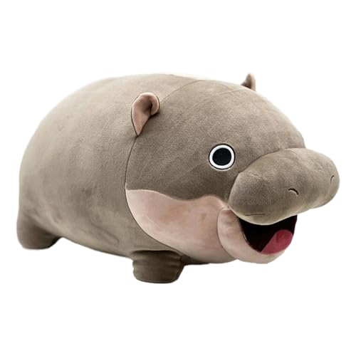 Moo Deng Hippo Plush, 22 X 12 cm, Moo Deng Plush Toys, Moo Deng Plüsch, Plüschtiere, Süßes Zwergnilpferd Plüschtier Für Fans, Hüpfendes Schweinchen Zwergnilpferd von Generisch