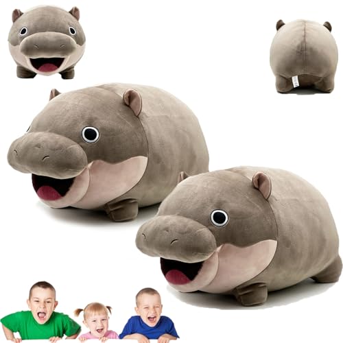 Moo Deng Hippo Plush, Moo Deng Plush Toys, Cute Pygmy Hippo Plushie Toy for Fans, Cute Hippo Plush Toy, Hippo Moo Deng Plush Toy, 42CM Pygmy Hippopotamus Moo Deng Stuffed Animal Toys (2Pcs) von Generisch