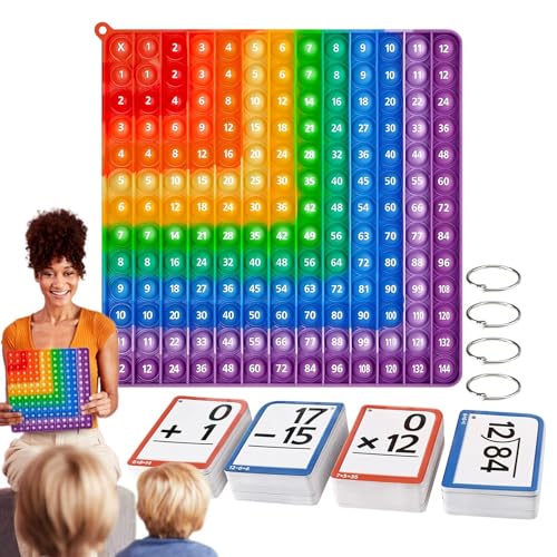 Multiplikationskarten + Pop-Fidget-Diagramm, doppelseitiges Zahlenbrettspiel, sensorisches Fidget-Spielzeug mit Blasen, Addition 12+12, Multiplikation 12x12, pädagogisches Spielzeugspiel von Generisch