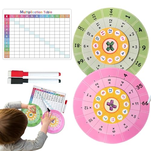 Multiplikationsspinnerspiel für Kinder, wiederverwendbarer Mathe-Fakten-Drehteller, lustige Lernhilfe, interaktives Multiplikationstraining-Spinner-Spielzeug, Lernspiel für Zuhause und Klassenzimmer von Generisch