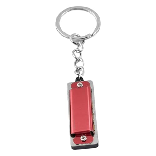 Mundharmonica Key Ring, Miniatur -Mundharmonika -Schlüsselkette | 4 Loch 8 -Ton -Metall -Musikspielzeug - Tragbarer Musikcharm, leichtes Zubehör für Erwachsene, Anfänger von Generisch