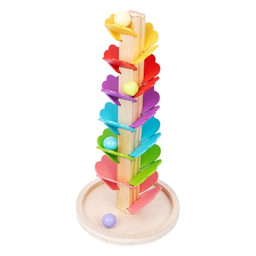 Musical Ball Drop Toy - Holzmusikturm | Musik Marmor Run Toys | Regenbogen Musical Tree | Buntes Rolling Ball Tower | Roll Swirling Tower Ramp Games | Montessoris Ballbaumspielzeug von Generisch