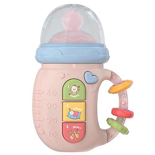 Musikalische Babyflasche,Flaschenspielzeug für Kinder - Zahnungsspielzeug für Babys, beruhigende Musik, weiches Licht und Farbrassel, waschbare Plüschtiere zum Aufhängen an Kinderbett, Kinderwagen, Au von Generisch