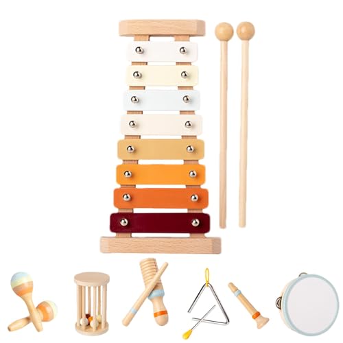 Musikinstrumenten-Set für Kinder, Musikinstrumente aus Holz - Creative Babies Musikspielzeug Kleinkind-Musikset | Kompakte Schlaginstrumente, Vorschulmusikinstrumente für und Mädchen von Generisch