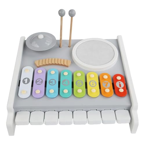 Musikspielzeug in neutralen Farben für Kleinkinder, Xylophon-Musikspielzeug,Bunte musikalische Trommel- und Schlaginstrumente für Kinder - Multifunktionales Musikinstrumente-Spielzeug, Boho-Xylophon f von Generisch