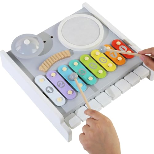 Musikspielzeug in neutralen Farben für Kleinkinder, Xylophon-Musikspielzeug - Pädagogisches Musikspielzeug,Boho-Xylophon, multifunktional, mit Glocke für Kinder, und Mädchen von Generisch