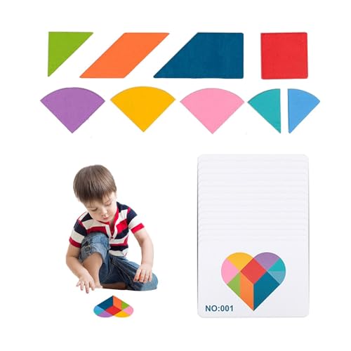 Musterblöcke, Musterblöcke für Kinder im Alter von 3–5 Jahren - Tangram-Formen-Puzzle-Set | Lustiges -Lernspielzeug für Kinder im Alter von 3 bis 5 Jahren – Tangram-Formen-Puzzle-Set mit Karten von Generisch