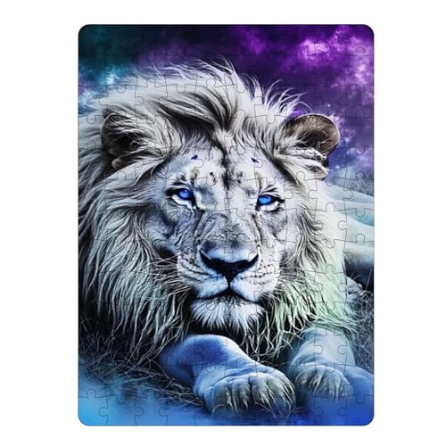 Mystischer Löwe Puzzle, 21 x 30 cm, Blau-Violetter Kunstdruck, 150 Teile von Generisch