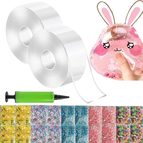 Nano Tape Bubbles Kit, Magischer Kunststoff-Blasenballon, Doppelseitiges Klebeband DIY Craft Kit, für Kinder Mädchen Erwachsene Partygeschenke Geschenke Fidget Toy Craft (3cm x 100 cm) von Generisch