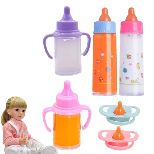 New Born Baby Magisches Milchfläschchen Set, 4 Stück Magische Flasche Und 2 Stück Puppenschnuller, Born Baby Flasche, Puppe Zubehör Gesch-enke Für Kinder von Generisch