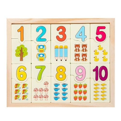 Number Puzzleplatine, Selbstkorrigierungsnummer Rätsel,Lernen Sie Zahlen Kindergärtner Math Spiele - Interaktive -Lernspiele, Holzmathematikspielzeug für Mädchen von Generisch