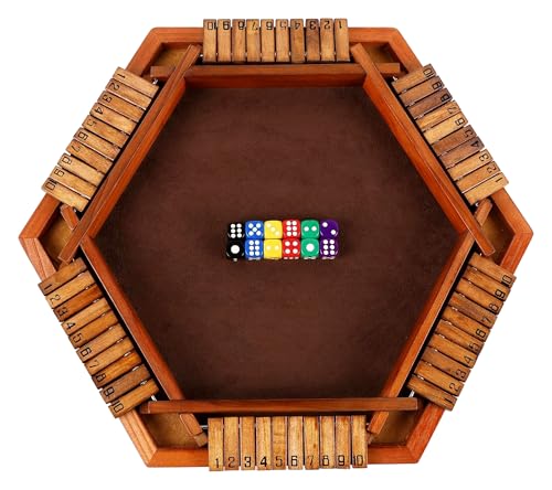 OASIS: Shut-The-Box Würfelspiel, klassisches Mathespiel aus Holz mit 12 bunten Würfeln für 2–6 Spieler, Brettspiel für Familie, Klassenzimmer, Zuhause, Party oder Pub, perfektes Spiel für jeden Anlass von Generisch