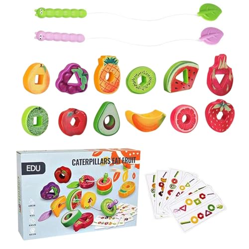 Obst-Fädelspiel, Fädelspielzeug für Kleinkinder Frucht-Gemüse-Saitenspiel Perlen zum Auffädeln, Lernspielzeug, Obst und Gemüse, Spielzeug zum Auffädeln für Kleinkinder im Vorschulalter, Feinmotori von Generisch