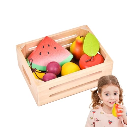 Obst- und Gemüsespielzeug, Lebensmittelspielzeug aus Holz, Hölzernes Kinderspiel-Essensset, Leichtes Gemüsespielzeug, frühes Lernspielzeug für Kindergarten, Vorschule, Kindergarten von Generisch