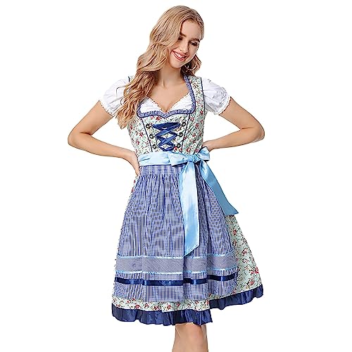 Oktoberfest Kostüm Party Cosplay Kostüm Mittelalter Hut (Blau, S) Bayern Bierfest Dirndl Dienstmädchen Kostüm Vintage Cosplay Bierkostüm von Generisch