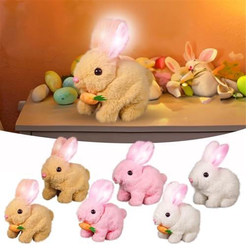 Ostergeschenke Kinder, Bunny Mein Realistisches Kaninchen, Interaktives Kaninchen Spielzeug, Kuscheltier Hase, Ostern Geschenke Kinder, Kaninchenspielzeug, Karottenspielzeug (Beige-Light) von Generisch