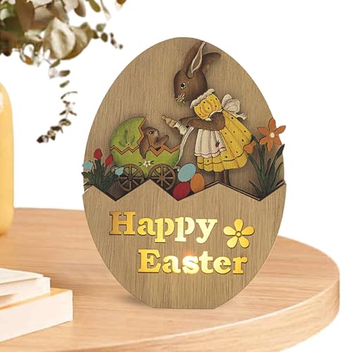 Ostern-Tischdekorationen aus Holz,Ostern-Tischdekoration aus Holz, -Holzschnitzereien erhellen Osterdekorationen, Exquisite Nachtlicht-Tischdekorationen für die festliche Präsentation zu Hause von Generisch