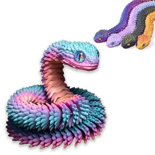 Ostern Überraschungs Schlange Figuren, 3D Gedruckter Beweglicher Schlange Spielzeug Ostern Geschenke, 3D Gedruckte Schlange Tischspielzeug Drachen Ornament für Büros, Häuser-Regenbogen||75CM von Generisch