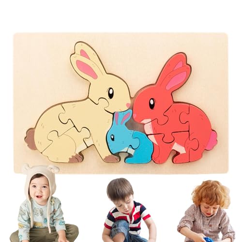 Pädagogische 3D-Cartoon-Rätsel für Kinder,3D-Cartoon-Rätsel - 3D-Cartoon-Puzzles aus Holz,Lernspielzeug-Puzzles für Kleinkinder im Alter von 1–3 Jahren, Zuhause, Reisen, Kultivieren von Generisch