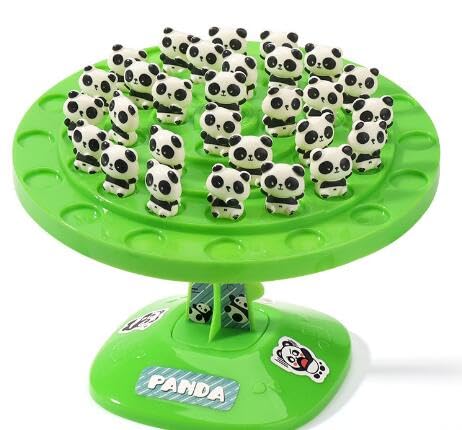 Panda-Balance-Spiel für Kinder, 17 cm Durchmesser, Grüne Basis mit Panda-Figuren von Generisch