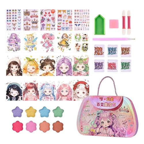 Papier-Make-up-Set, Play-Make-up-Set | Kreatives Anziehspielzeug, lustiges Make-up-Spielzeug-Set,Novel Princess Games Makeup Book Sticker Making Kit für Kinder Mädchen von Generisch