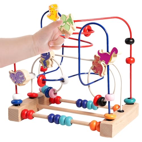 Generisch Perlenlabyrinth-Spielzeug, Perlenlabyrinth-Spielzeug für Kinder,Buntes Achterbahn-Aktivitätsspiel mit Dinosaurier-Grafiken | Abacus-Perlen-Spielzeug, frühes Lernspielzeug für und Mädchen von Generisch