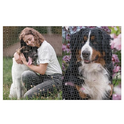 Personalisiert Puzzle,Haustier Puzzle,Fotopuzzle mit Eigenem Haustier Bild Text Namen,Erinnerungsfotopuzzles Für Hunde, Katzen Und Andere Haustiere - 120/500/1000 Teile (2 Bild, 1000 pcs) von Generisch