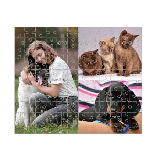 Personalisiert Puzzle,Haustier Puzzle,Fotopuzzle mit Eigenem Haustier Bild Text Namen,Erinnerungsfotopuzzles Für Hunde, Katzen Und Andere Haustiere - 120/500/1000 Teile (3 Bild, 120 pcs) von Generisch