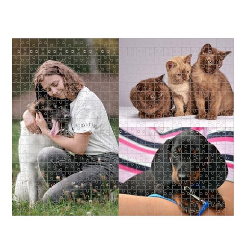 Personalisiert Puzzle,Haustier Puzzle,Fotopuzzle mit Eigenem Haustier Bild Text Namen,Erinnerungsfotopuzzles Für Hunde, Katzen Und Andere Haustiere - 120/500/1000 Teile (3 Bild, 500 pcs) von Generisch