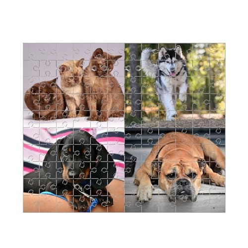 Personalisiert Puzzle,Haustier Puzzle,Fotopuzzle mit Eigenem Haustier Bild Text Namen,Erinnerungsfotopuzzles Für Hunde, Katzen Und Andere Haustiere - 120/500/1000 Teile (4 Bild, 120 pcs) von Generisch