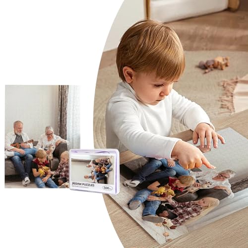 Personalisierte Foto Puzzle Kann Bilder und Text hinzufügen, Foto-Puzzle 300,500,1000 Teile/inkl. Verpackung/mit eigenem Bild Bedrucken Lassen, EIN Geschenk für Familie und Angehörige (A, 500PCS) von Generisch