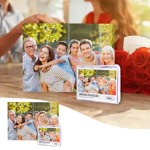 Personalisierte Foto Puzzle Kann Bilder und Text hinzufügen, Foto-Puzzle 300,500,1000 Teile/inkl. Verpackung/mit eigenem Bild Bedrucken Lassen, EIN Geschenk für Familie und Angehörige (B, 500PCS) von Generisch