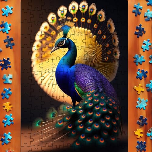 Pfau Puzzle, 130 Teile, 21 cm x 30 cm, Erwachsene und Kinder ab 4 Jahren von Generisch