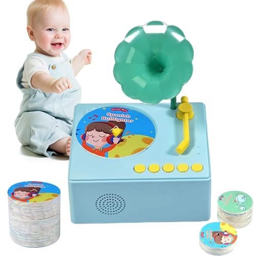 Phonograph-Spieler-Spielzeug, musikalisches Grammophon für Kinder,Frühpädagogisches Phonograph-Musikspielzeug mit 96 Karten | Musikbox-Phonograph für Kinder von 3 bis 6 Jahren, Vorschul-Musiklernen fü von Generisch