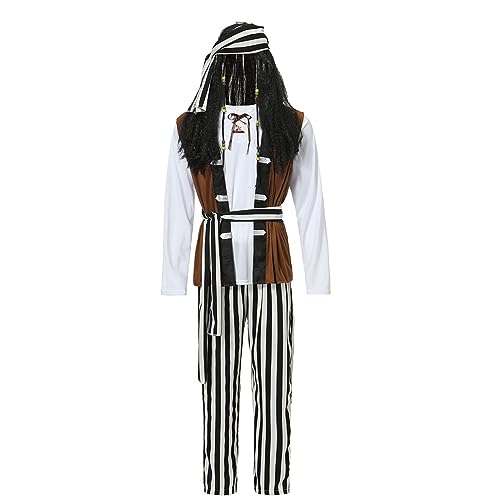 Piratenkostüm Herren Cosplay Halloween Kostüm Erwachsene Kapitän Kostüm Große Größen Kostüm Männer Piratenkostüm Bunt Pirat Kostüm Piraten Kostüm Deluxe von Generisch