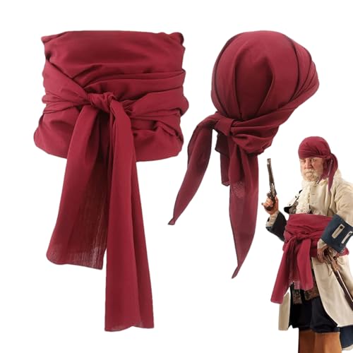 Piratenkostüm-Zubehör, Piratenhut-Set, weiches Cosplay-Stirnband, Schärpe, Gürtel für Kostümpartys, Rollenspiele, Bühnenauftritte, Damen, Herren, Mittelalter Renaissance Piratenkostüm-Zubehör, Piratenhut-Set, weiches Cosplay-Stirnband, Schärpe, Gürtel für Kostümpartys, Rollenspiele, Bühnenauftritte, Damen, Herren, Mittelalter Renaissance von Generisch